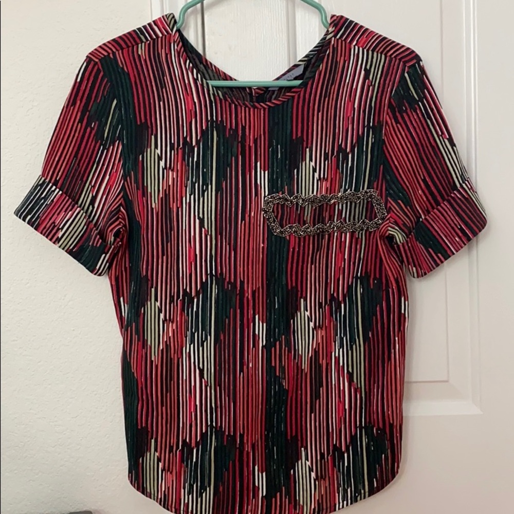 Silk red print blouse